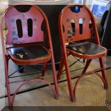 F42. Pair of Louis Rostetter folding lacquer chairs with Asian inspired decoration. 